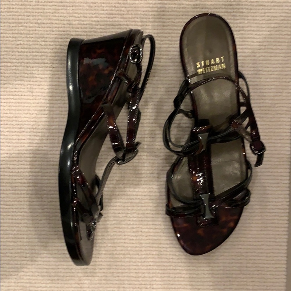 Stuart Weitzman Tortoise Patent Leather Wedges